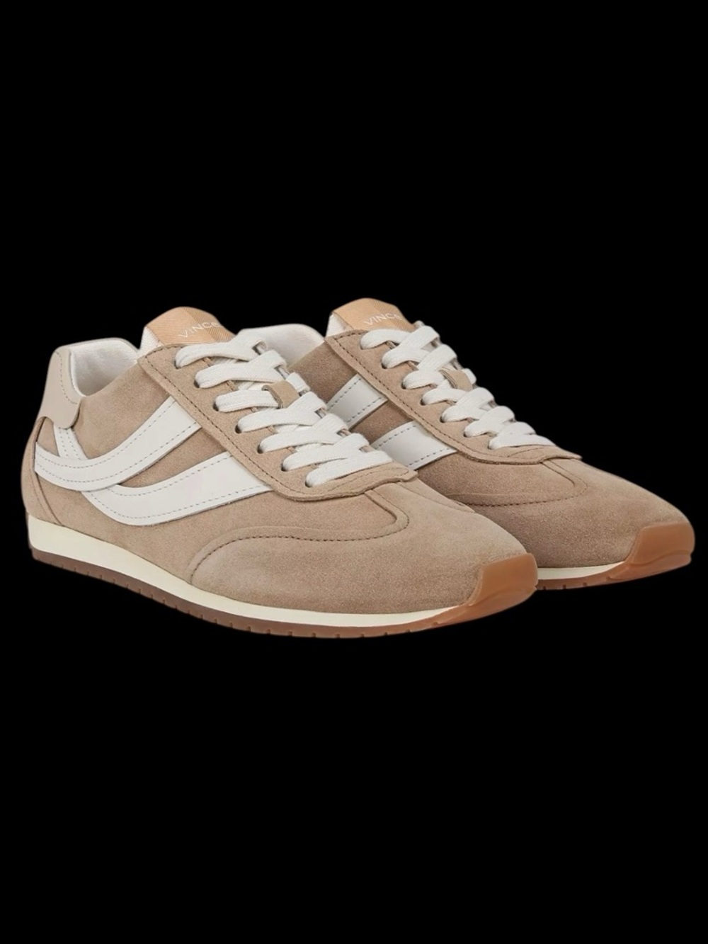 Vince Oasis Suede and leather runner sneaker, camel/white foam